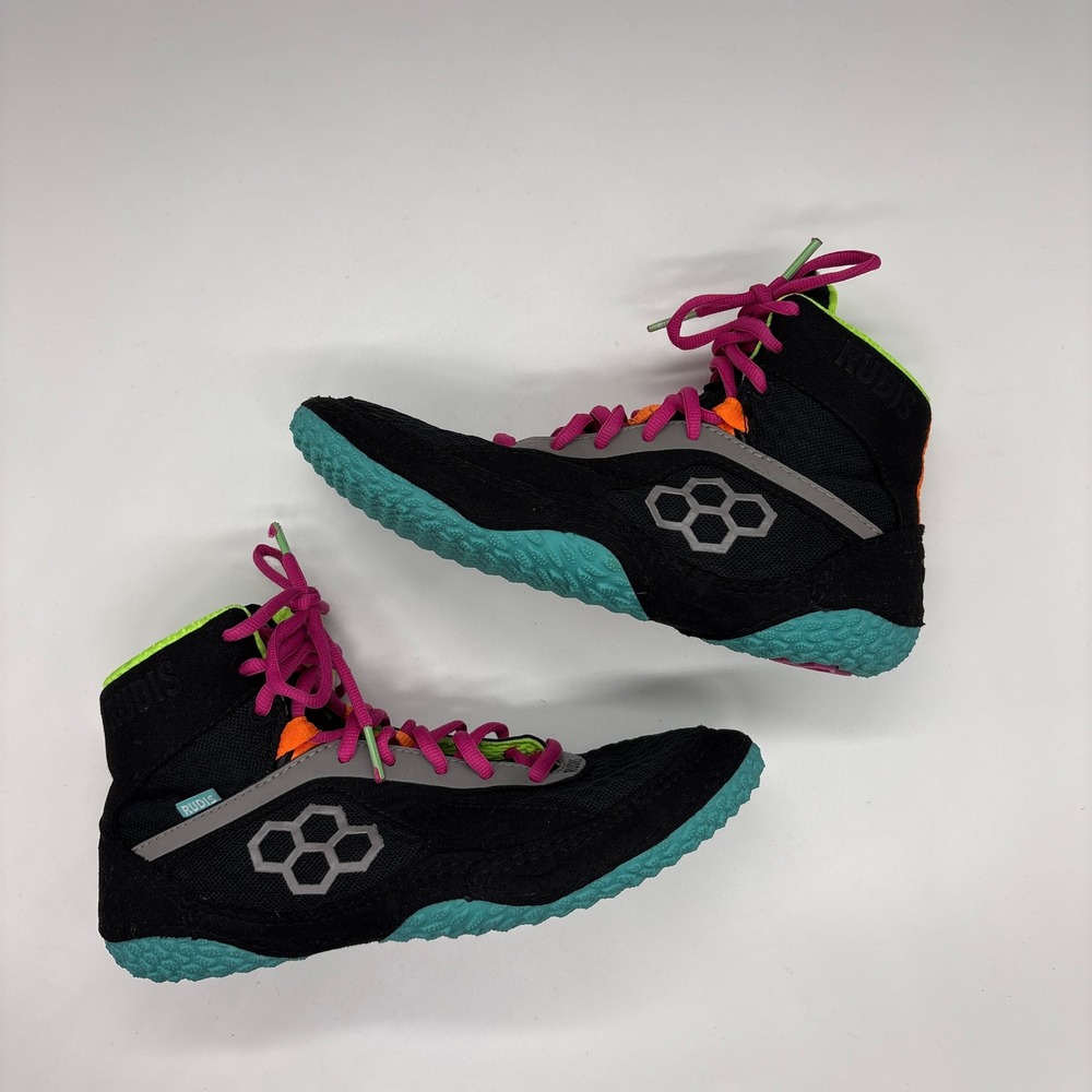 Rudis Alpha 2.0 Wrestling Shoes Womens 8.5 Mens 7 Pink Teal Selfish Black